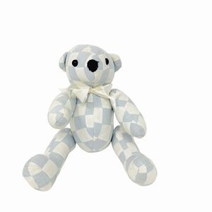 Donna Sharp‎ Blue White Quilted Plush Teddy Bear Shabby Chic 11”